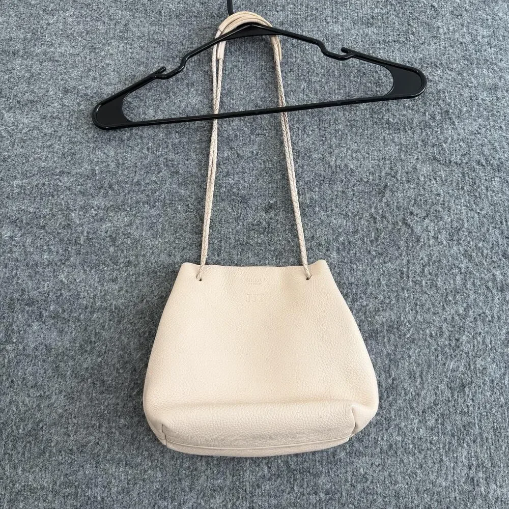 Shinola Leather Shoulder Tote Crossbody Bag Light Pink Braided Strap Minimalist